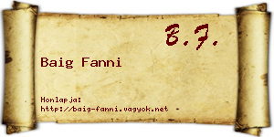 Baig Fanni névjegykártya